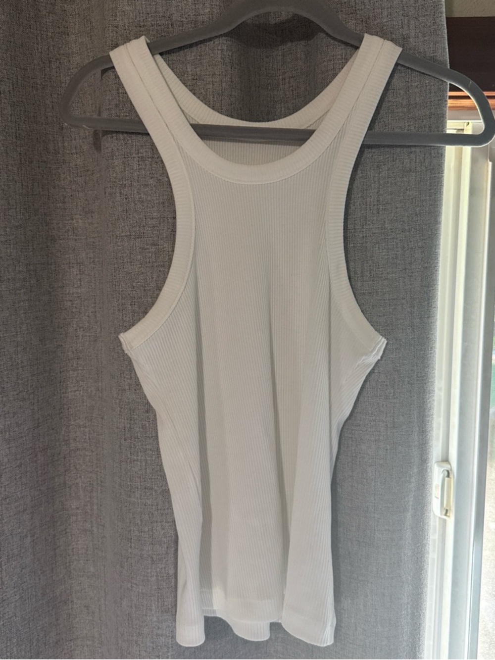 Like New. Worn once. Grlfrnd denim Essential Racer Tank in Medium. White.